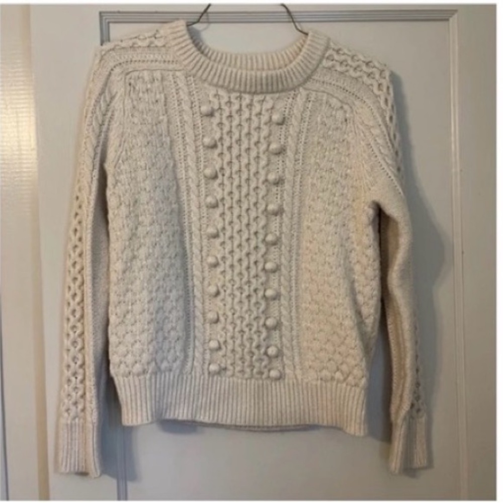 J. Crew Women's Ivory Cable Knit Sweater Fisherman Off White
